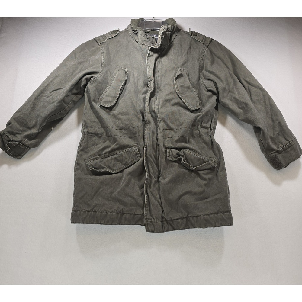 HM LOGG Boys Olive Green Field Jacket Faux Shearling Lined Parka Size 8-9Y